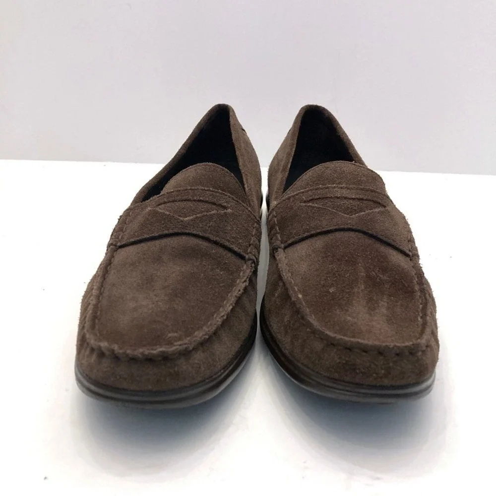Cole Haan Erika Penny‎ Moc Loafers Chocolate Brown Suede Leather Womens 7B